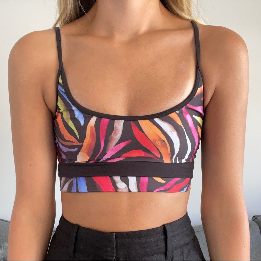 Beach Riot Rainbow Zebra Sports Bra